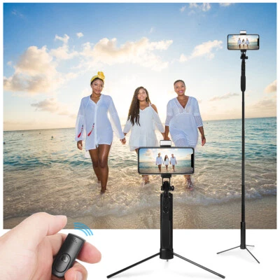 Foldable Gimbal Stabilizer Bluetooth Remote Selfie Stick Tripod w/LED for iPhone - Image 1 of 4