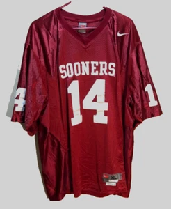 Oklahoma Sooners #14 NCAA Vintage Nike Sewn Big 12 Crimson Red Jersey XL - Picture 1 of 2