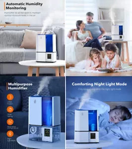 Ultrasonic Humidifier 4L Cool Mist Bedroom Home Baby Operate Quietly Cooling Air - Picture 1 of 12