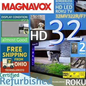 Magnavox 32" Class HD (720P) Smart Roku LED TV 32MV322R/F7 with Remote & Stand - Picture 1 of 24
