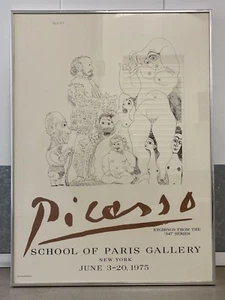 🔥 Vintage Old Original PICASSO School of Paris Exhibition Lithograph Poster '75 - Picture 1 of 22