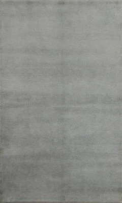 Gray Solid Modern Gabbeh Oriental 4'x6' Area Rug Hand-knotted Plush Wool Carpet - Image 1 of 4