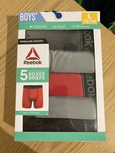 NWT Reebok Boys Performance Boxer Briefs 5-PACK Black Gray Red Boys L 12/14 - Picture 1 of 3