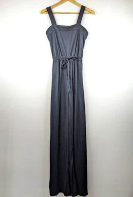 Handmade Vintage 80s Women Black Light Long Jumpsuit Size Small S Casual Party - image 1 of 4