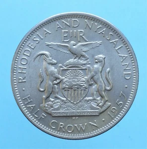 RHODESIA NYASALAND 1/2 CROWN 1957 MONETE DA COLLEZIONE CUPRONICKEL COIN - Bild 1 von 2