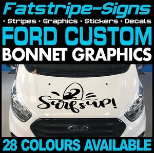 passend für FORD CUSTOM SURFS UP SURFSPASS CAMPER VAN MOTORHAUBE AUFKLEBER GRAFIK ST - Bild 1 von 2