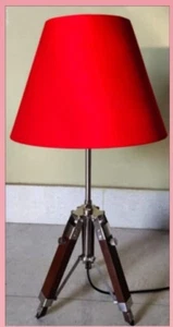 Nautical Vintage Wooden Table /Desk Lamp Tripod Stand With jute Shade Home Decor - Picture 1 of 3