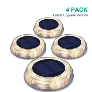Solar Powered 4-Lights Deco Clear LED In-Ground Well Light, Garden Pool Porch Wa - Picture 1 of 12