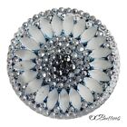 Lovely Antique Lacy Glass Button Silver Blue Luster On Reverse 2-Way Hump Shank