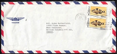 SAMOA 1987 COVER SENT FROM SAMOA TO WEST VANCOUVER, CANADA - Image 1 of 3