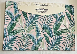 TOMMY BAHAMA TOVAGLIETTE (4) 13 X 19 BLU VERDE ROSA PALME 100% POLIESTERE NUOVE CON ETICHETTE - Foto 1 di 2