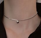 925 Sterling Silver Lucky Wish Lucky Bean Choker Beaded Chain Necklace 13-16"