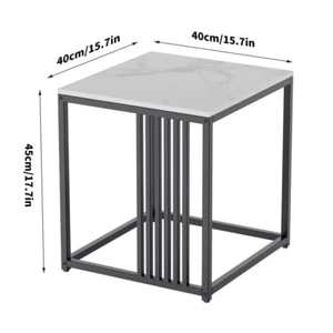 LUVODI Luxury Sofa Side Coffee Table White Square Marble End Table for Living Ro - Picture 1 of 12