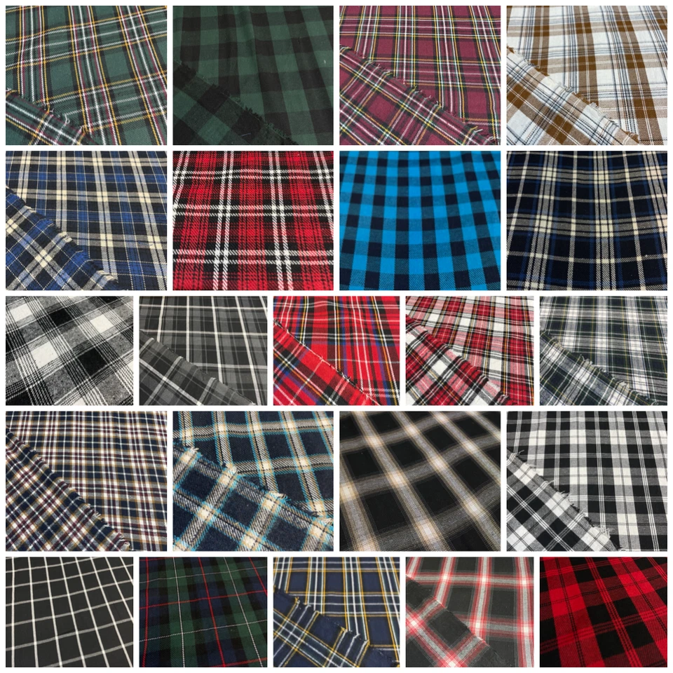 £7.99 Soft Brushed Tartan Check Plaid Winceyette printed Fabric MA1580 - Image 1 of 1
