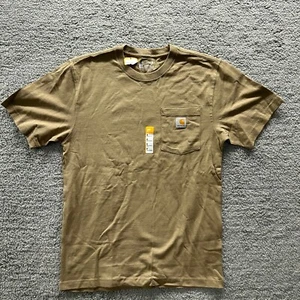 Carhartt Herren T-Shirt Loose Fit Braun Kurzarm Tasche Gr. S Logo - Bild 1 von 8