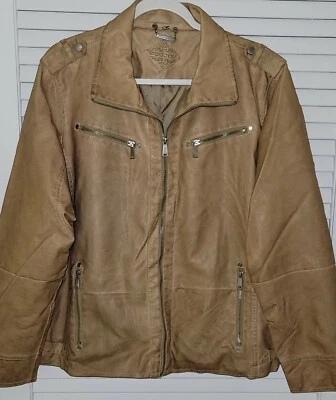 Ladies Joujou Weathered Moto Coat Jacket Plus Size Beige - Image 1 of 4