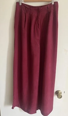 Pantalones granate vintage únicos para mujer de pierna ancha. Talla 10 Foto 1 de 3
