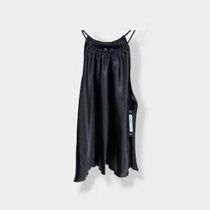 Nicole Miller Sz Small Black Silky Sexy Sleevless Halter Shift Dress/Top NWT - Picture 1 of 6