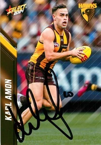 Signed 2024 Hawthorn Hawks AFL Select Footy Stars Card - Karl Amon - Foto 1 di 3