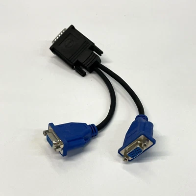Molex DMS 59 Male to Dual 2x VGA DE 15 D Sub Female Y Splitter Cable - Image 1 of 4