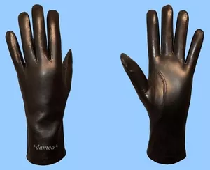 NEW BLACK LEATHER GLOVES WOMENS size 7.5 -Large SHEARED WHITE LAMB FUR LINED - Picture 1 of 1