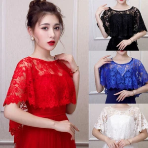 Bridal Solid Floral Lace Wrap Tippet Wedding Stoles Cape Shawl Top Party Elegant - Picture 1 of 22
