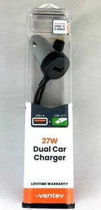 Car Charger USB-A into USB-C Cable 27W Tangle Free Spiral Cord - Picture 1 of 3