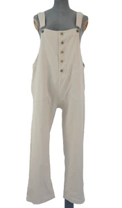 Overalls Dungaree Jumpsuit Ivory Cotton Twill Artsy Baggy Made in Italy SIZE M - Picture 1 of 17