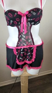 Seven Til Midnight Women's Small Pink/Black Lingerie Bra - Picture 1 of 10