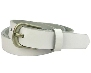 Gürtel Ledergürtel 100% Leder 2cm Breit Rindleder kürzbar Damen Herren Weiß Neu - Bild 1 von 4