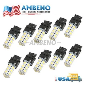 10 X 3157 3156 18SMD LED Reverse Tail Brake Turn Signal Light Bulbs 6000K White - Picture 1 of 19