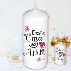 Kerze  zum Geburtstag – Beste Oma der Welt – Geburtstagskerze Stumpenkerze - Bild 1 von 8