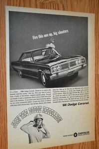 1966 DODGE CORONET 500 ORIGINAL VINTAGE ADVERTISEMENT PRINT AD-66 383 - Foto 1 di 1