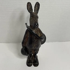Estatua de metal de liebre conejo con cuerno escultura estatuilla en base decoración 8" - Imagen 1 de 9