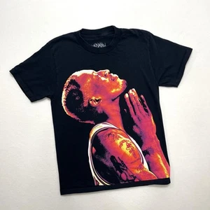 Mens Small Dennis Rodman Head Up Praying Black T-shirt 100% Cotton NBA Legend - Picture 1 of 8
