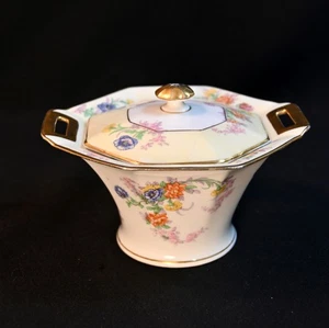 Limoges Theodore Haviland Sugar Bowl w/Lid 8-Sided Floral Sprays w/Gold1920-1936 - Picture 1 of 24