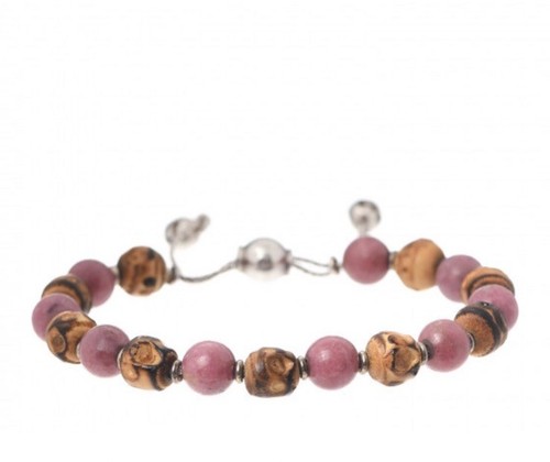 Bracciale Gucci Argento Sterling Bambù Rosa Rodonite Perline Nuovo Con Scatola E Borsa