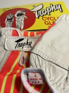 NOS vintage trophy leather cycling gloves Men’s Size Large Made In USA - Picture 1 of 14