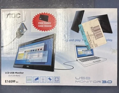 AOC E1659FWU 15.6 inch Widescreen LED Monitor New - Open Box - Image 1 of 4