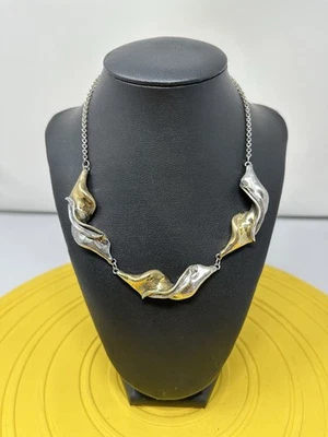 纯银双色镀金扭转 3 吊坠项链项链 20 克 18 英寸 — 第 1/4 张图片