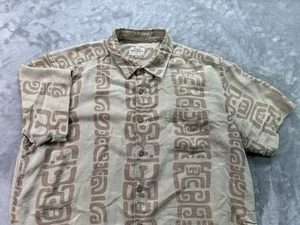 Quicksilver Waterman Shirt 2XL Brown Tribal Comfort Button Up Short Sleeve Mens - Picture 1 of 15
