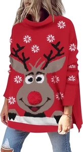 LILLUSORY Damen Mock Rollkragenpullover Oversized Langarm Casual Strick Pul - Bild 1 von 2