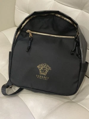 New Versace Parfums Backpack Medusa Logo Black Gold Designer - Image 1 of 4