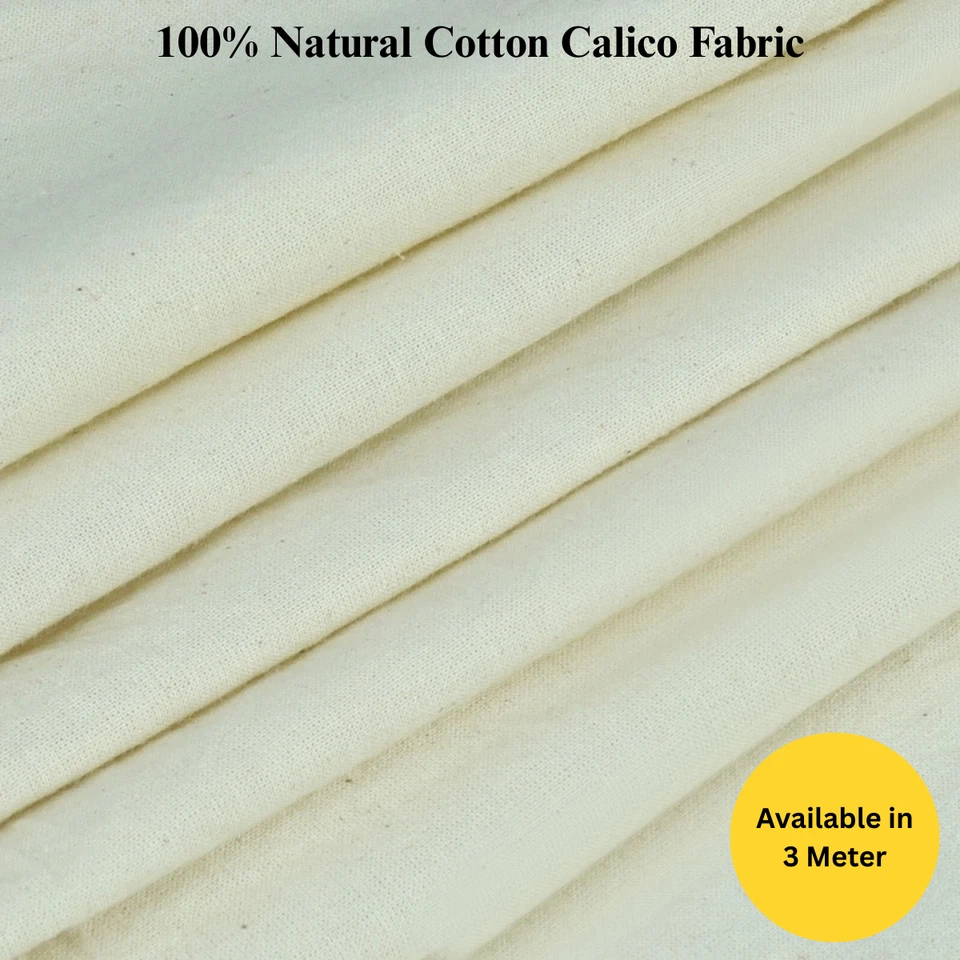 100% Natural Cotton Calico Fabric Medium Weight 150gsm 60" Handcraft Per 3 Meter - Image 1 of 4
