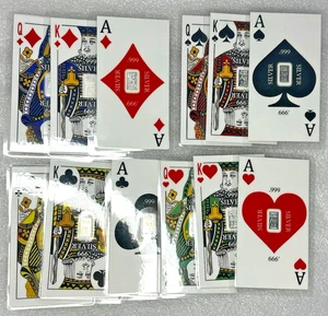 12 CARD .999 FINE SOLID SILVER 4 SUITE A, K, and Q PLAYING CARDS LIMITED EDITION - Picture 1 of 3