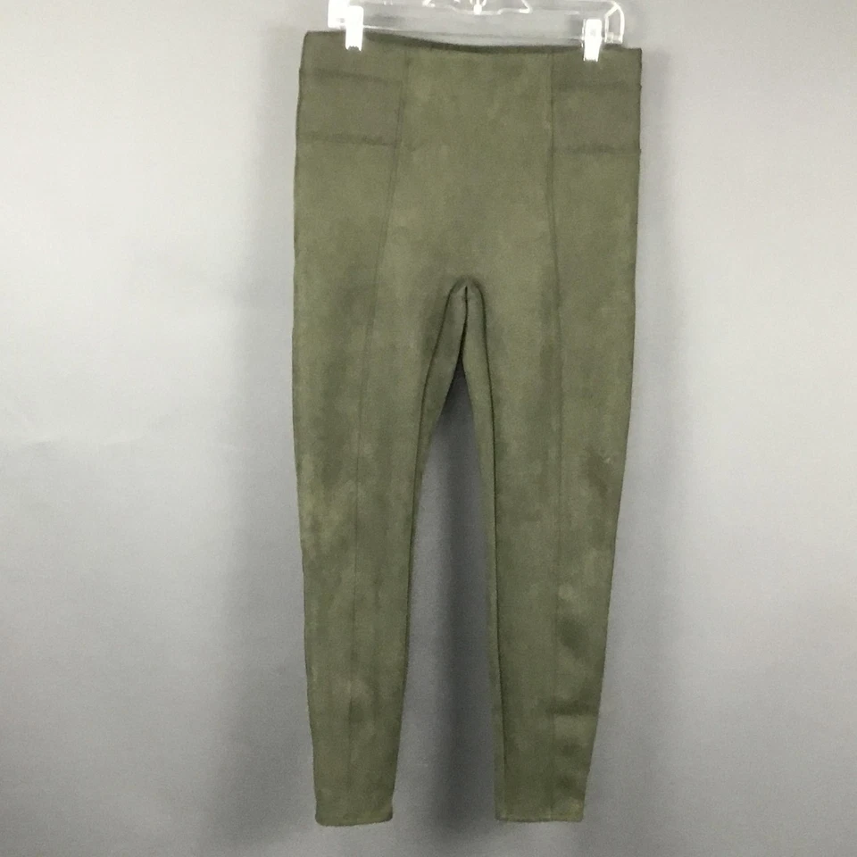 Spanx Pants Womens XL Olive Green Faux Suede High Rise Pull On Leggings Shaping - Image 1 of 4