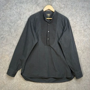 Camisa RRL Ralph Lauren Para Hombre Talla L Negra 100% Algodón Cuello Banda 1/2 Abotonable - Imagen 1 de 9