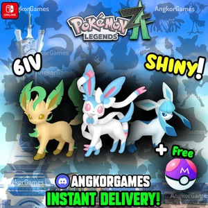 ✨ Shiny Glaceon Leafeon & Sylveon ✨ 6IV ✨ Level 10 ✨ Pokemon Legends ZA - Picture 1 of 3