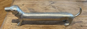 DACHSHUND~Weiner Dog SILVER-Toned 18” Long FIGURINE Tabletop Sculpture EUC - Picture 1 of 10