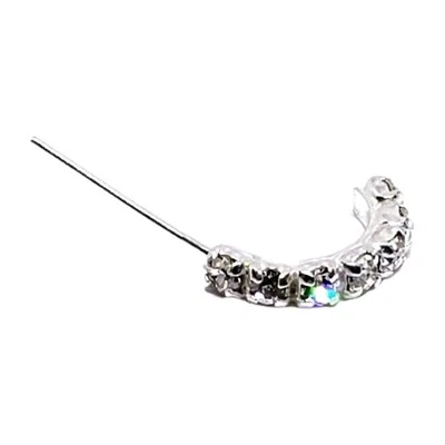 Mezzo anello borchia naso 7 zirconi cingolato 22 g (0,6 mm) argento 925 dritt... - Immagine 1 di 4